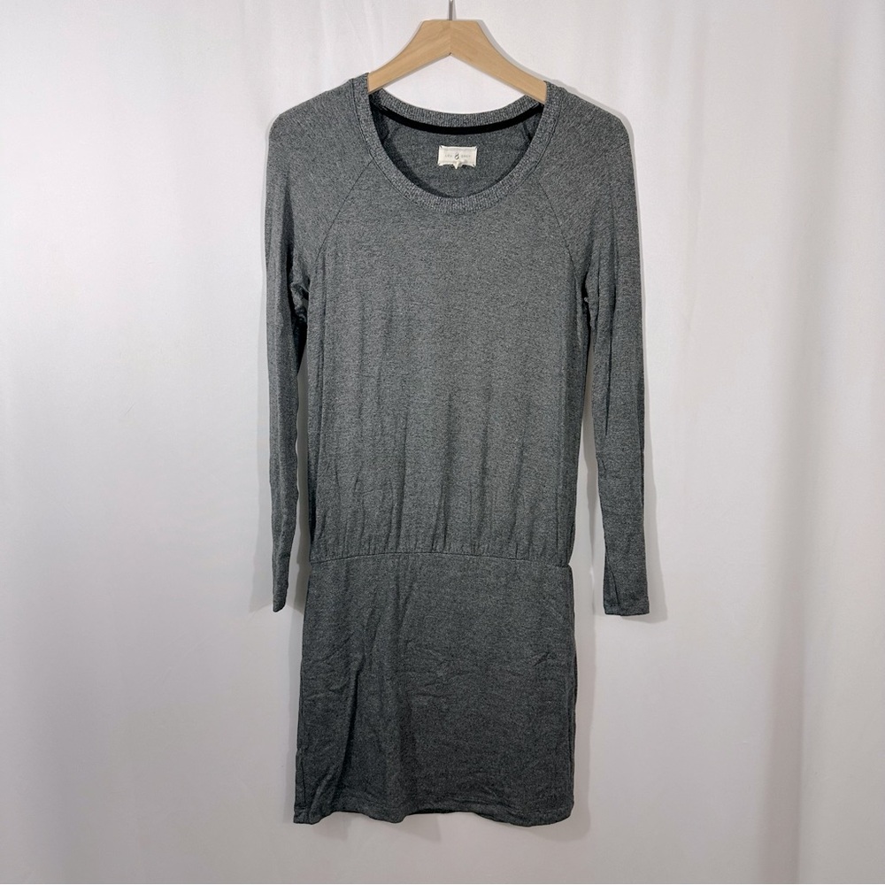 Lou & Grey Heathered Gray Long Sleeve Elastic Waist Mini Dress Size S